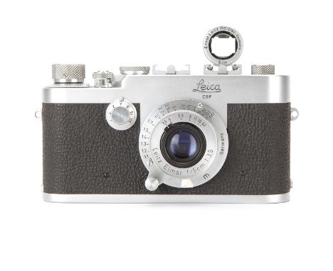 A Leica Ig Camera, chrome, serial no. 907825, with Leitz Elmar f/3.5 50mm lens, chrome, serial no. 772731, body, VG-E, shutte