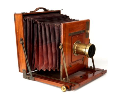 A Smedley & Co. Improved Up-To-Date 10x12" Mahogany Field Camera, 1901, with Ross Rapid Symmetrical 12x10" Waterhouse stop le