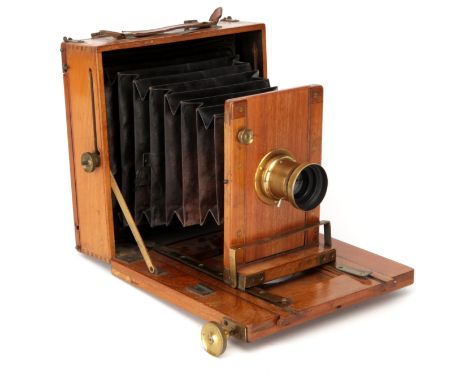 A Levi, Jones & Co. Ltd Tivoli Half Plate Teak Field Camera, 1897, with Richard Keene f/8 7x5 Rapid Reactilinear brass lens, 