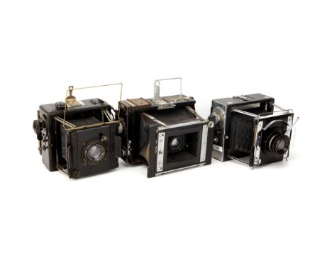 Three Folding Strut Cameras, including Van Neck Press Master, Thornton-Pickard Press Camera and Thornton-Pickard Viso Press C