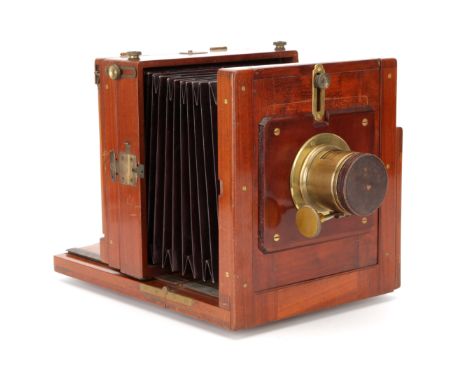 A W. F. Stanley Half Plate Mahogany Tailboard Camera, 1875-1885, with Stanley Waterhouse stop lens, brass, serial no. A7931, 