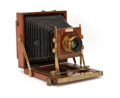 An E & T Underwood Convention Half Plate Mahogany Field Camera, 1887, with Perken, Son & Rayment Triple Symmetrical Optimus f