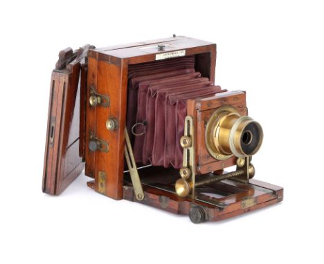 A J. Lancaster & Son Instantograph Quarter Plate Mahogany Field Camera, 1897, with a J. Lancaster & Son f/10 brass lens, body