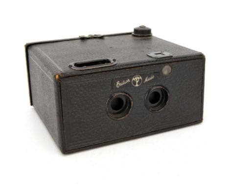 A Thornton-Pickard Stereo Puck Camera, 1932-1935, body, VG, shutter working, lenses, G-VG, some very light fungus  This lot i