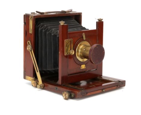 A F. D. Bulmer Patent Reliable Half Plate Mahogany Field Camera, 1885-1895, with F. D. Bulmer Rapid Rectilinear 6Â½x4Â¾ Water