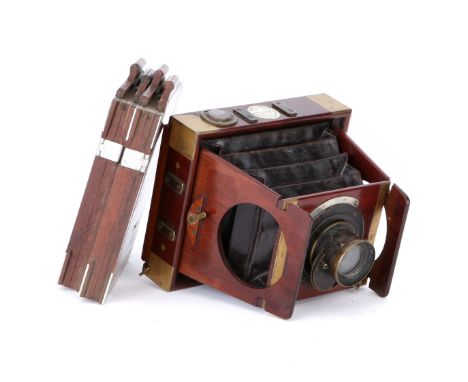 A J. F. Shew Eclipse Apparatus Quarter Plate Strut Mahogany Camera, 1890, serial no. 4102, with Shew Alphonse Darlot f/8 lens