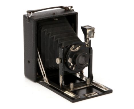 A Thornton-Pickard Weenie Folding Camera, 1913, with unmarked f/8 lens, in T-P Everset shutter, body, G-VG, lens, VG, shutter