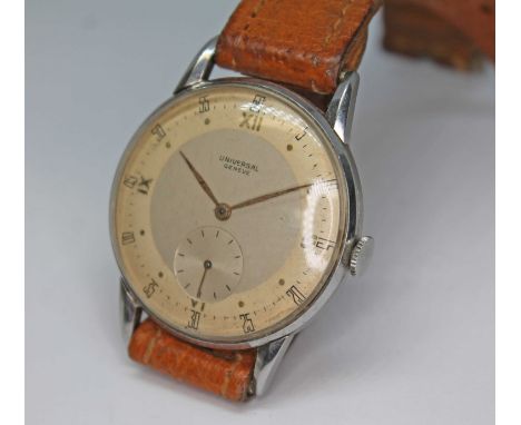 A vintage Universal Geneve wristwatch, ref. 21277, cal. 262, circa 1940s, 35mm stainless steel case, serial no. 1094006, sign