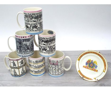 Good collection of Wedgewood commemorative&nbsp;mugs including examples designed by Richard Guyatt; Shelley Edward VII twin-h