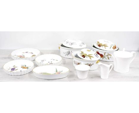 Selection of Royal Worcester oven to table ware, including casserole dishes, flan dishes various including 'Astley' and 'Eves