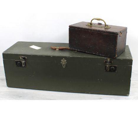 London &amp; South West Railway interest - wooden tool box, bearing brass plaque inscribed F.C. Meader Telegraph Lineman L &a