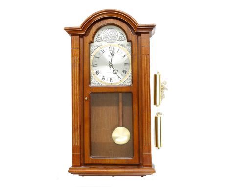 Acctim Vienna type double weight wall clock, with Westminster chime, 27" high (pendulum and two weights) 