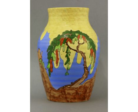 A Wilkinson Royal Staffordshire pottery 'Memory Lane' vase,printed and painted,24.5cm