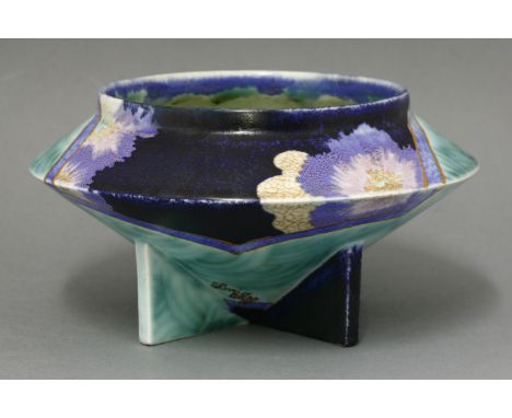 A Clarice Cliff 'Inspiration' conical bowl,inscribed to the strut supports,23.5cm diameter