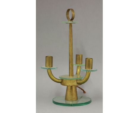 An Italian three-light table lamp,possibly by FontanaArte,37.5cm high