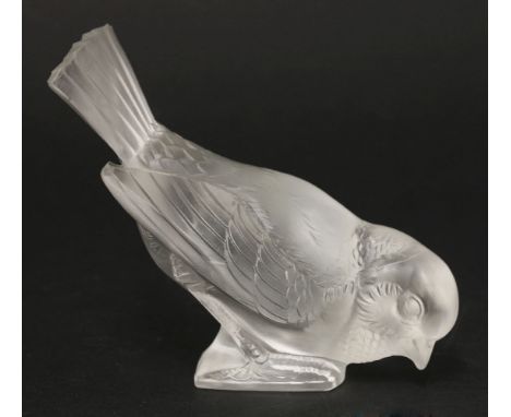 A Lalique 'Moineau Hardi' paperweight,moulded and etched 'R Lalique',9.5cm high