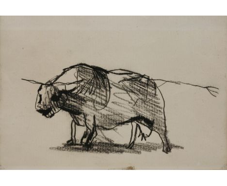 *Roger Hilton (1911-1975)PORTRAIT OF A COWInscribed verso ' to Luigi Grosso from Roger Hilton', black chalk13.5 x 22.5cm.Lite