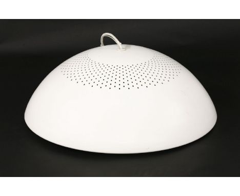 A Danish perforated pendant light fitting,inset with a white plastic diffuser,56.5cm diameter