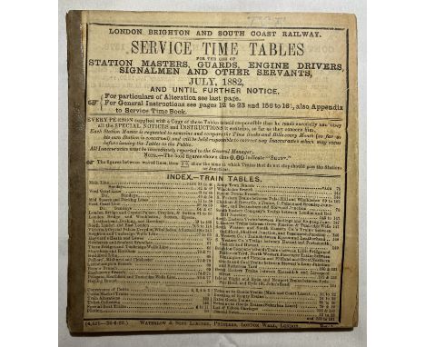 London Brighton and South Coast Railway Service Timetable for the use of station masters, guards, engine drivers, signalman a