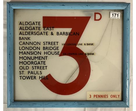 1960s London Underground self-service ticket machine FARE PANEL that was free-standing in a station ticket hall. A translucen