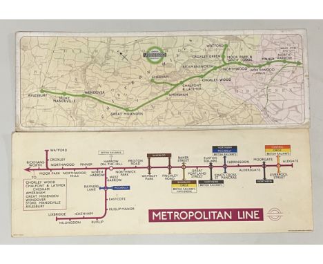 1930s London Transport Underground Metropolitan Line Carriage Line Diagram (ref: 37-4607-3000). 1950s London Underground Metr