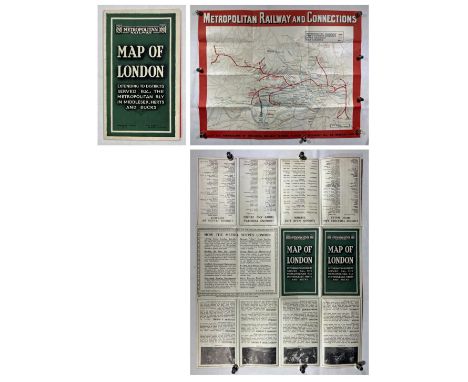 Fold-out Metropolitan Railway Map of London. Published while R H Selbie was general manager. (17x 13.25 when folded out)