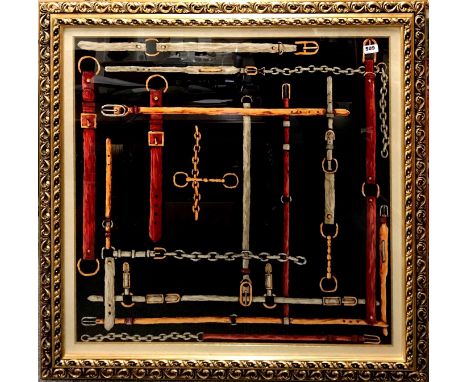 A gilt framed silk scarf, 105 x 105cm.