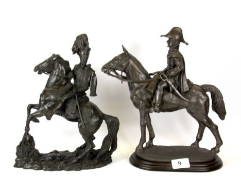 A cold cast figure of Wellington and a further figure of a Light Brigade officer, H. 32cm.