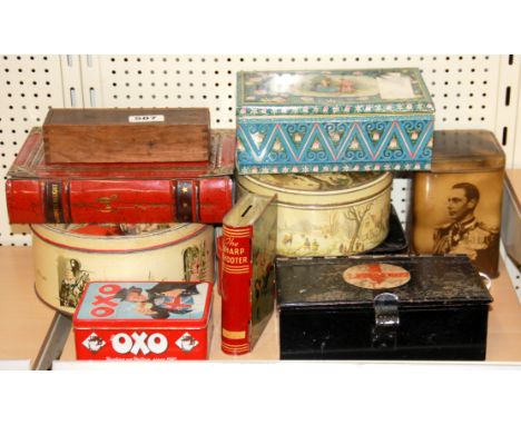 A quantity of vintage tins etc.