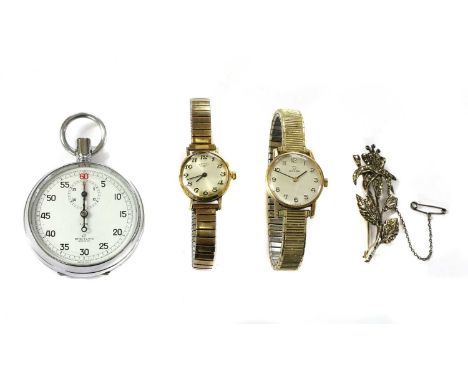 A ladies' 9ct gold Omega mechanical bracelet watch, 23mm diameter with a silvered dial, Arabic numerals and black hands, with