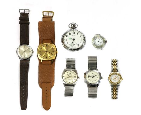 A quantity of watches, to include a gentleme's stainless steel Tissot 'Visodate Seastar PR516' automatic bracelet watch, case