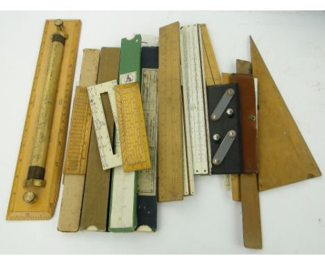 27 Vintage rulers and slide rules.