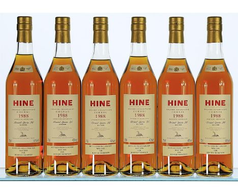 1988 Hine, Vintage Early Landed, Cognac  6x70cl   Landed in 1990, bottled in 2006, private strip label states "Bottled from c