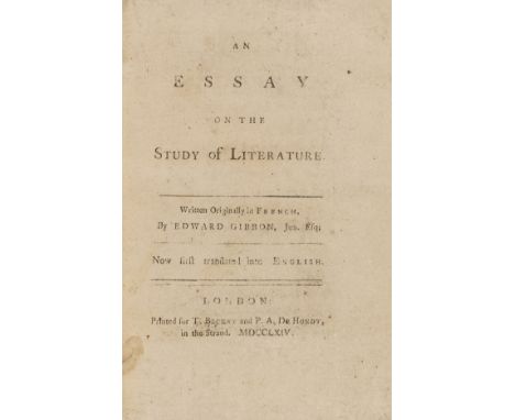 Gibbon (Edward) An Essay on the Study of Literature, first edition in English, without the 2 advertisement leaves at end (som