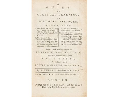 Jackson (Richard) Literatura Graeca, first edition, contemporary ink ownership name to pastedown, front free endpaper working