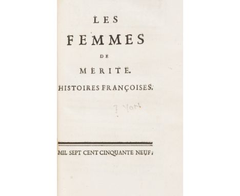 French Novels.- [Yon (Le Chevalier)] Les Femmes de Mérite. Histoires Francoises, first edition, errata on final leaf of text,