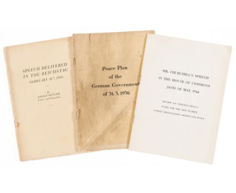 Churchill (Sir Winston) Mr. Churchill's Speech in the House of Commons 24th May 1944, original printed wrappers, [not in Wood