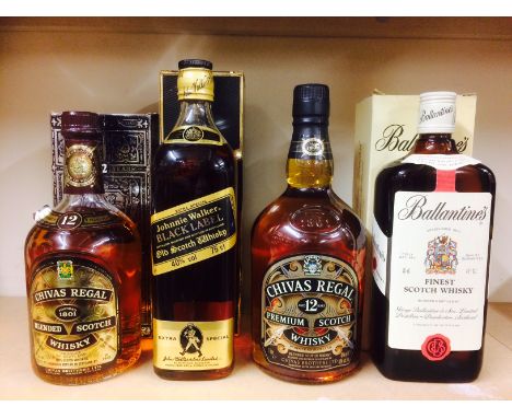 CHIVAS REGAL AGED 12 YEARS
Blended Scotch Whisky. 
1L, 40% volume.
JOHNNIE WALKER BLACK LABEL EXTRA SPECIAL
Blended Scotch Wh