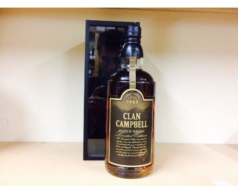CLAN CAMPBELL 1982 SINGLE CASK AGED 15 YEARS
Blended Scotch Whisky. 
No capacity or strength stated, in wooden box with slidi
