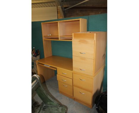 Light wood veneer desk with top