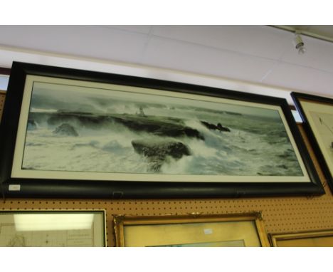Large modern photographic print stormy coastal scene 'Avis De Coup De Vent Sur Poulains' by Philip Plisson (Belle-Isle, south