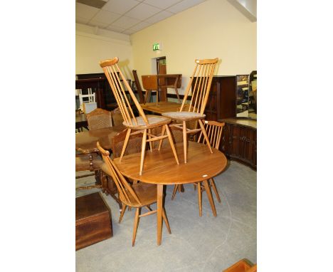 Ercol Goldsmith table & 4 blond chairs