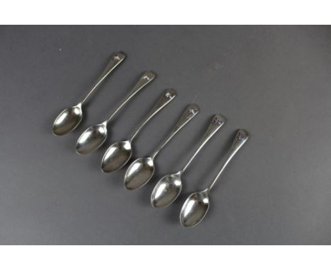 6 silver & enamel coffee spoons 81grams