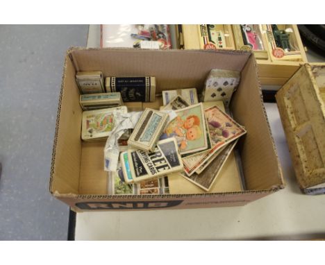 Box of playing cards, cigarette cards etc