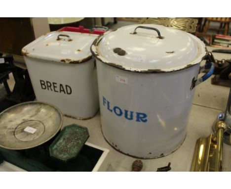 Quantity of enamel ware, bread bin etc