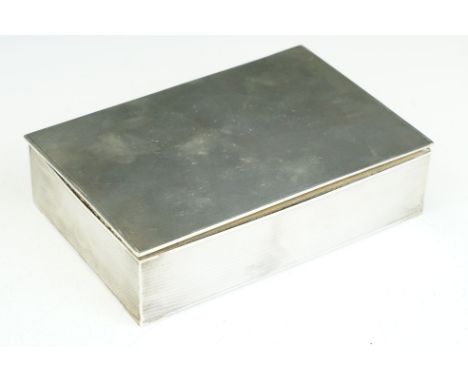 1930s Art Deco silver engine turned box with compartmentalised wooden lining. Hallmarked Birmingham 1937, S &amp; M. Measures