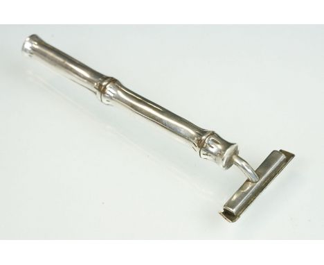 Tiffany &amp; Co silver hallmarked razor having a bamboo design  handle. Signed Tiffany &amp; Co 925 and hallmarked. Measures