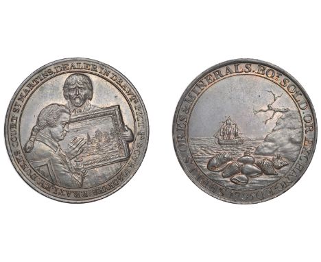 18th Century Tokens, LONDON, St Martin’s Lane, Philip Ratley, Halfpenny, 1795, connoisseur seated left, examining landscape h