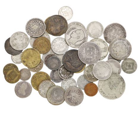 Miscellaneous, Coins of Latin America, in silver (22), base metal (24) [46]. Varied state £100-£150  ---  Provenance: D.L.F. 