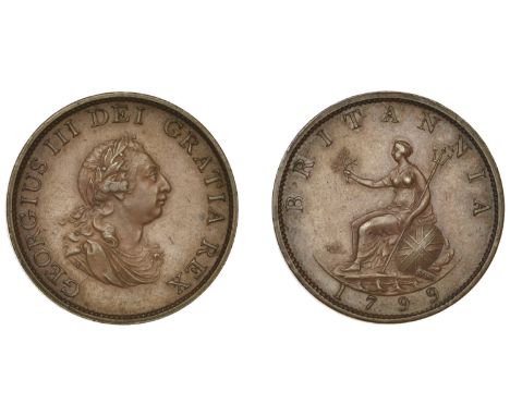 George III (1760-1820), Pre-1816 issues, Pattern Halfpenny, 1799 (late Soho), by C.H. Küchler, in bronzed-copper, laureate bu